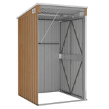Wall-mounted Garden Shed Brown 118x100x178 cm Galvanised Steel - 45-Degree Angle