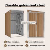 Wall-mounted Garden Shed Brown 118x100x178 cm Galvanised Steel - Low Angle