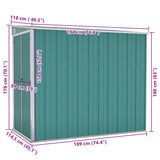 Wall-mounted Garden Shed Green 118x194x178 cm Galvanised Steel - Close-Up Angle