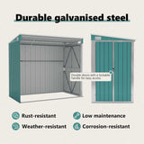 Wall-mounted Garden Shed Green 118x194x178 cm Galvanised Steel - Low Angle