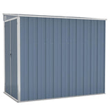 Wall-mounted Garden Shed Grey 118x194x178 cm Galvanised Steel - Front View