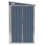 Wall-mounted Garden Shed Grey 118x194x178 cm Galvanised Steel - Side View