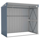 Wall-mounted Garden Shed Grey 118x194x178 cm Galvanised Steel - Rear View