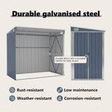 Wall-mounted Garden Shed Grey 118x194x178 cm Galvanised Steel - Low Angle