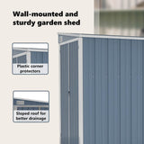 Wall-mounted Garden Shed Grey 118x194x178 cm Galvanised Steel - Extra Image