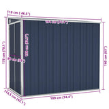 Wall-mounted Garden Shed Anthracite 118x194x178 cm Steel - Close-Up Angle