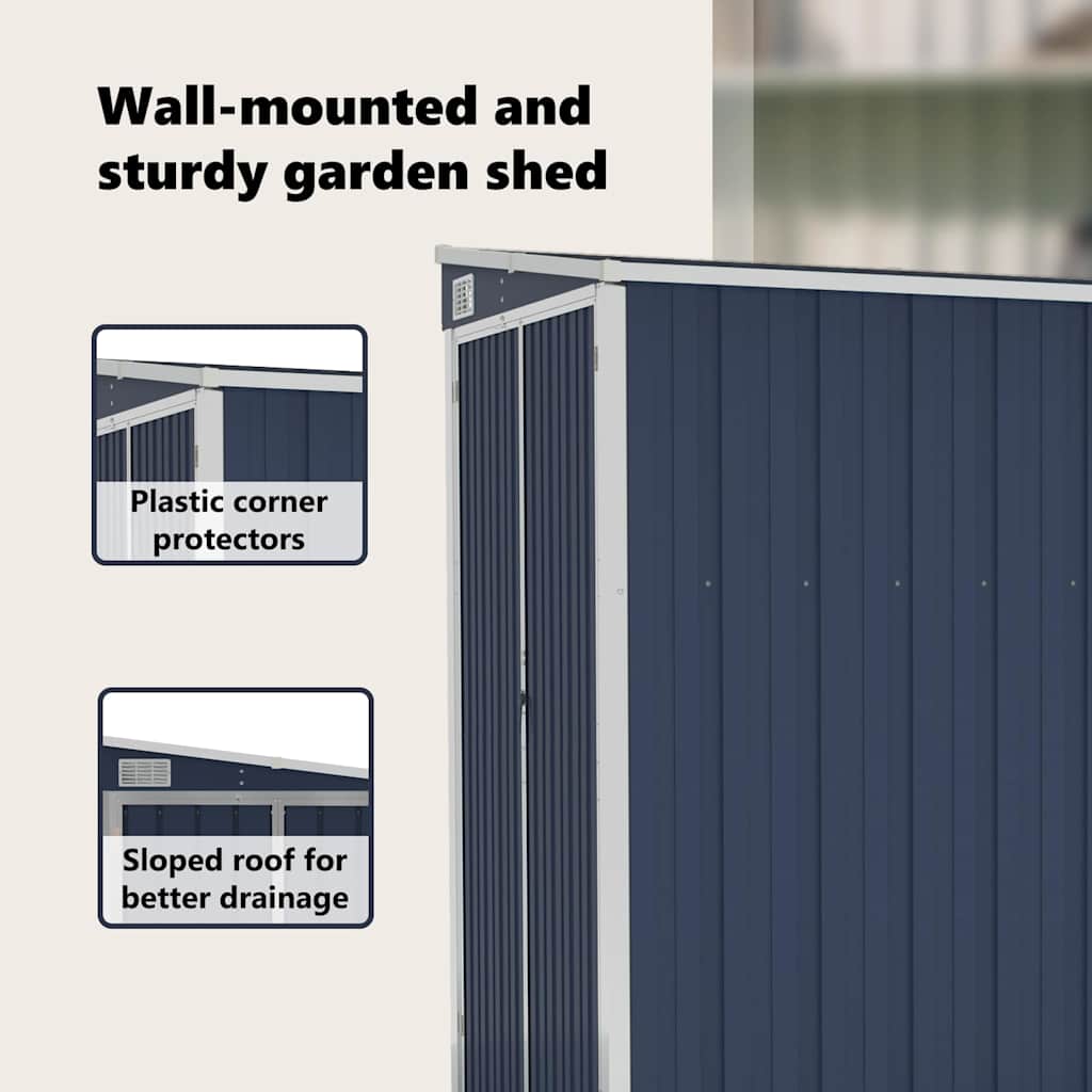 Wall-mounted Garden Shed Anthracite 118x194x178 cm Steel