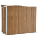 Wall-mounted Garden Shed Brown 118x194x178 cm Galvanised Steel - Front View