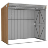 Wall-mounted Garden Shed Brown 118x194x178 cm Galvanised Steel - Rear View