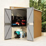 Wall-mounted Garden Shed Brown 118x194x178 cm Galvanised Steel
