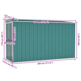 Wall-mounted Garden Shed Green 118x288x178 cm Galvanised Steel - Close-Up Angle