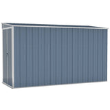 Wall-mounted Garden Shed Grey 118x288x178 cm Galvanised Steel - Front View