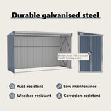 Wall-mounted Garden Shed Grey 118x288x178 cm Galvanised Steel - Low Angle