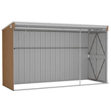 Wall-mounted Garden Shed Brown 118x288x178 cm Galvanised Steel - Rear View