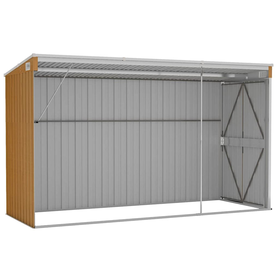 Wall-mounted Garden Shed Brown 118x288x178 cm Galvanised Steel