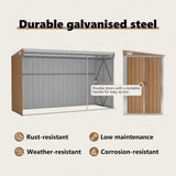 Wall-mounted Garden Shed Brown 118x288x178 cm Galvanised Steel - Low Angle