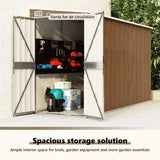 Wall-mounted Garden Shed Brown 118x288x178 cm Galvanised Steel - Extra Image