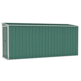 Wall-mounted Garden Shed Green 118x382x178 cm Galvanised Steel - Front View