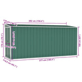 Wall-mounted Garden Shed Green 118x382x178 cm Galvanised Steel - Close-Up Angle