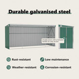 Wall-mounted Garden Shed Green 118x382x178 cm Galvanised Steel - Low Angle