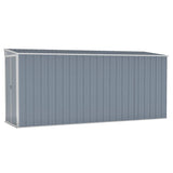 Wall-mounted Garden Shed Grey 118x382x178 cm Galvanised Steel - Front View