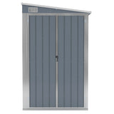 Wall-mounted Garden Shed Grey 118x382x178 cm Galvanised Steel - Side View