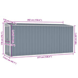 Wall-mounted Garden Shed Grey 118x382x178 cm Galvanised Steel - Close-Up Angle