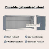Wall-mounted Garden Shed Grey 118x382x178 cm Galvanised Steel