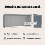Wall-mounted Garden Shed Grey 118x382x178 cm Galvanised Steel - Low Angle