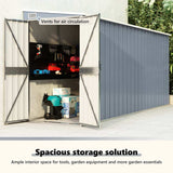 Wall-mounted Garden Shed Grey 118x382x178 cm Galvanised Steel - Extra Image