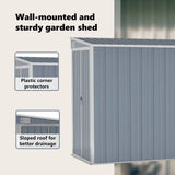 Wall-mounted Garden Shed Grey 118x382x178 cm Galvanised Steel - Extra Image