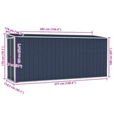 Wall-mounted Garden Shed Anthracite 118x382x178 cm Steel - Close-Up Angle