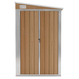 Wall-mounted Garden Shed Brown 118x382x178 cm Galvanised Steel - Side View