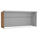 Wall-mounted Garden Shed Brown 118x382x178 cm Galvanised Steel - Rear View