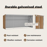 Wall-mounted Garden Shed Brown 118x382x178 cm Galvanised Steel - Low Angle
