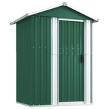 Garden Shed Green 126x97.5x177 cm Galvanised Steel - Front View