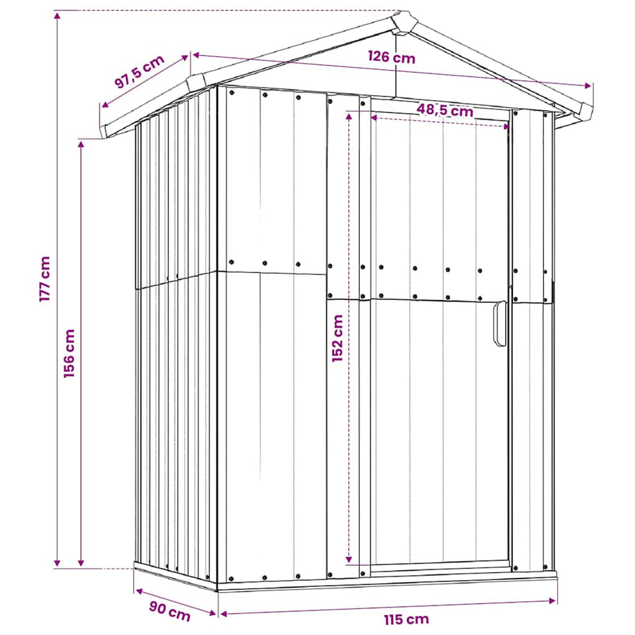 Garden Shed Green 126x97.5x177 cm Galvanised Steel