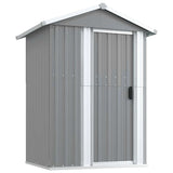 Garden Shed Grey 126x97.5x177 cm Galvanised Steel - Front View