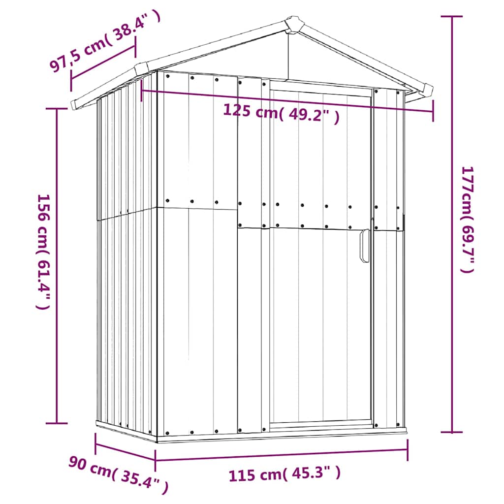 Garden Shed Anthracite 126x97.5x177 cm Galvanised Steel