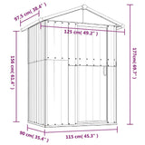 Garden Shed Anthracite 126x97.5x177 cm Galvanised Steel - Low Angle