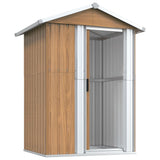 Garden Shed Brown 126x97.5x177 cm Galvanised Steel - Top-Down View