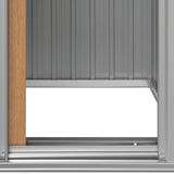 Garden Shed Brown 126x97.5x177 cm Galvanised Steel - Close-Up Angle