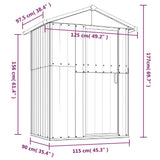 Garden Shed Brown 126x97.5x177 cm Galvanised Steel - Low Angle