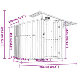 Garden Shed Green 270x130x208.5 cm Galvanised Steel - Close-Up Angle