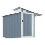 Garden Shed Grey 270x130x208.5 cm Galvanised Steel - Front View