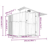 Garden Shed Grey 270x130x208.5 cm Galvanised Steel - Close-Up Angle