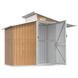 Garden Shed Brown 270x130x208.5 cm Galvanised Steel - Top-Down View