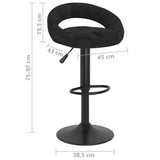 Bar Stools 2 pcs Black Velvet - Low Angle
