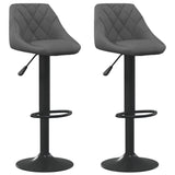 Bar Stools 2 pcs Dark Grey Velvet - Front View