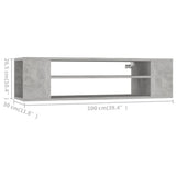 Hanging TV Cabinet Concrete Grey 100x30x26.5 cm Engineered Wood - Close-Up Angle